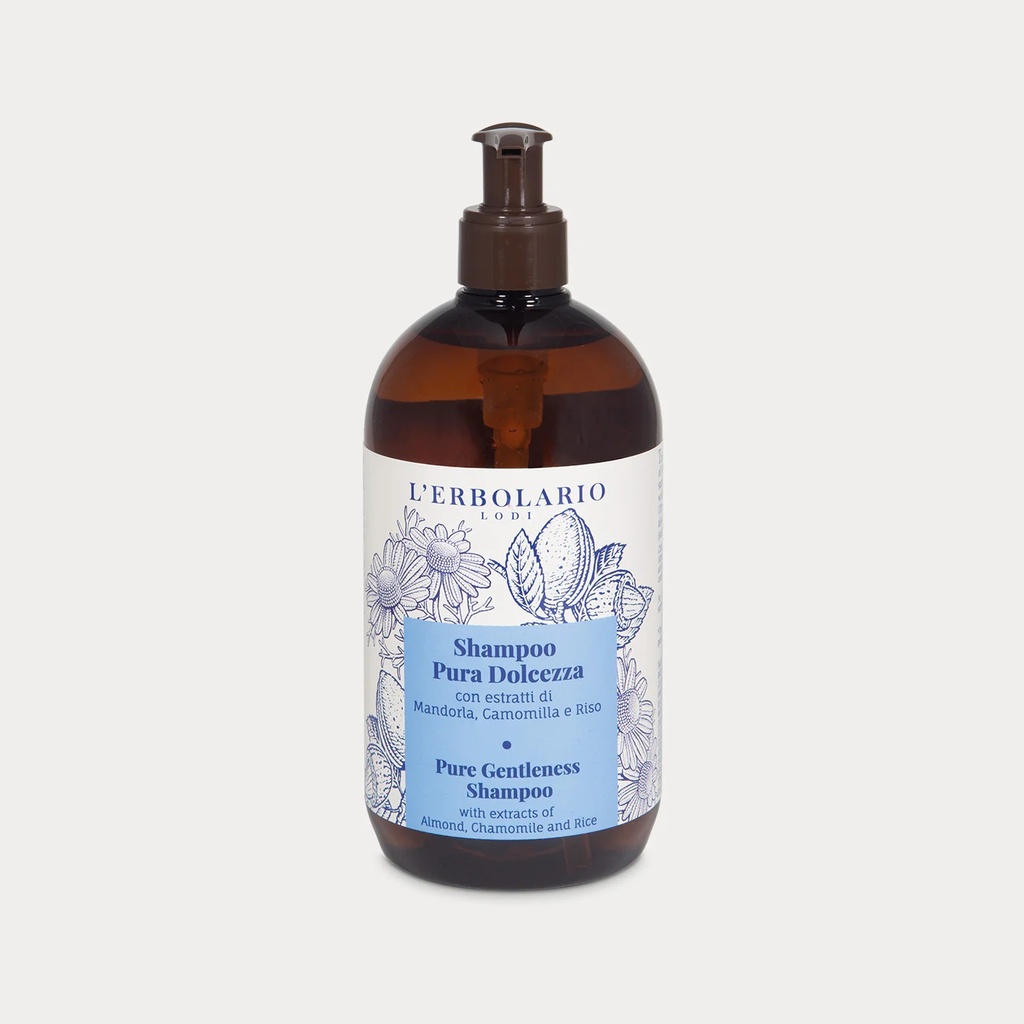 Мягко очищающий, натуральный шампунь с экстрактами миндаля и ромашки 500 мл