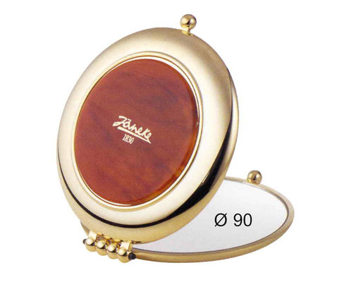 Зеркало карманное AU453.3 DBL с увеличением x3, цвета: золотой и коричнево-красный, Д=9 мм